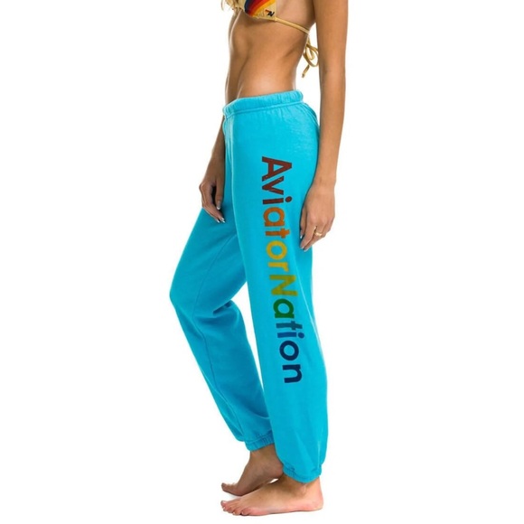 Aviator nation blue set neon blue sweatshirt zip up and sweatpants - Picture 4 of 13